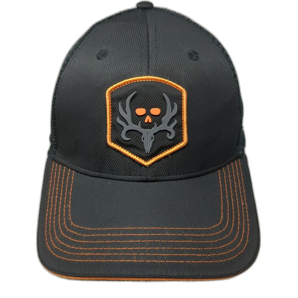 Bone Collector Baseball Cap Black One Size Buck Skull Mesh Back Hat Strapback